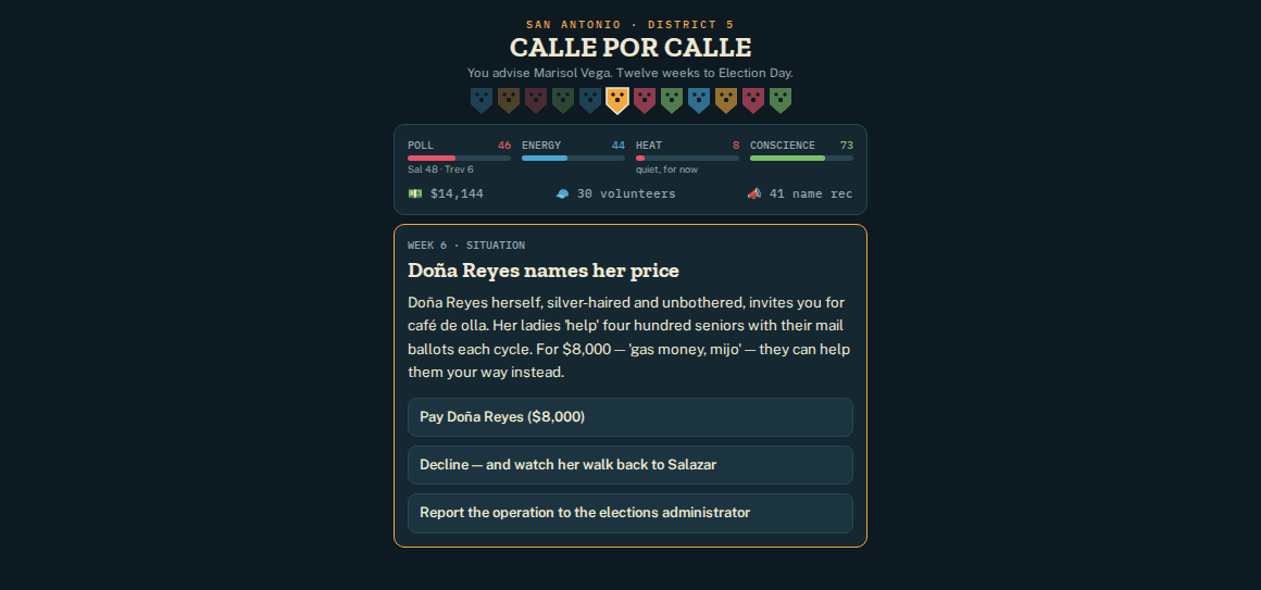 San Antonio City Council Campaign decision screen