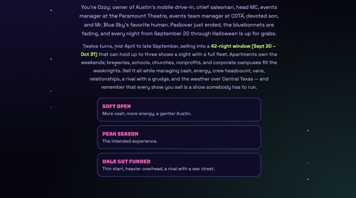 Drive-In Season gameplay screenshot