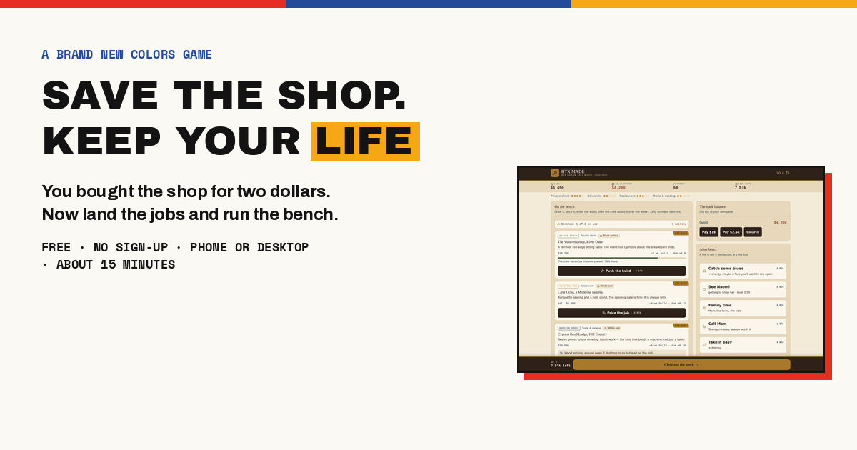 Houston custom wood shop business simulation