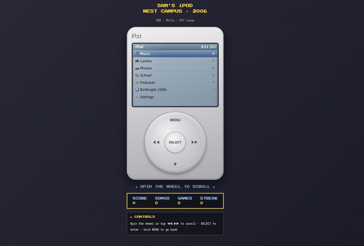 Sam&rsquo;s iPod 2006 gameplay screenshot