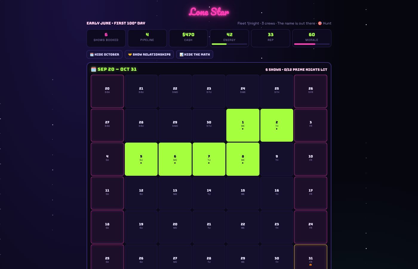 The calendar you built is the calendar you get.
