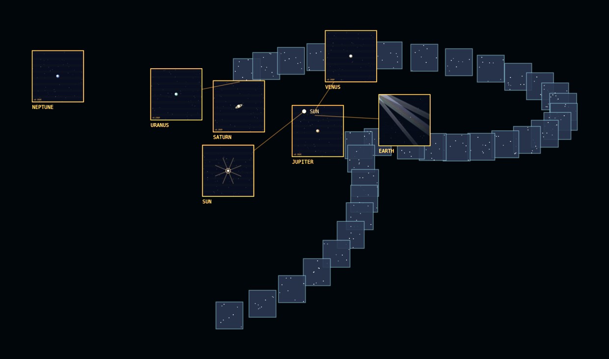 Turn the Camera Home final Family Portrait mosaic with the planets placed along the camera sweep