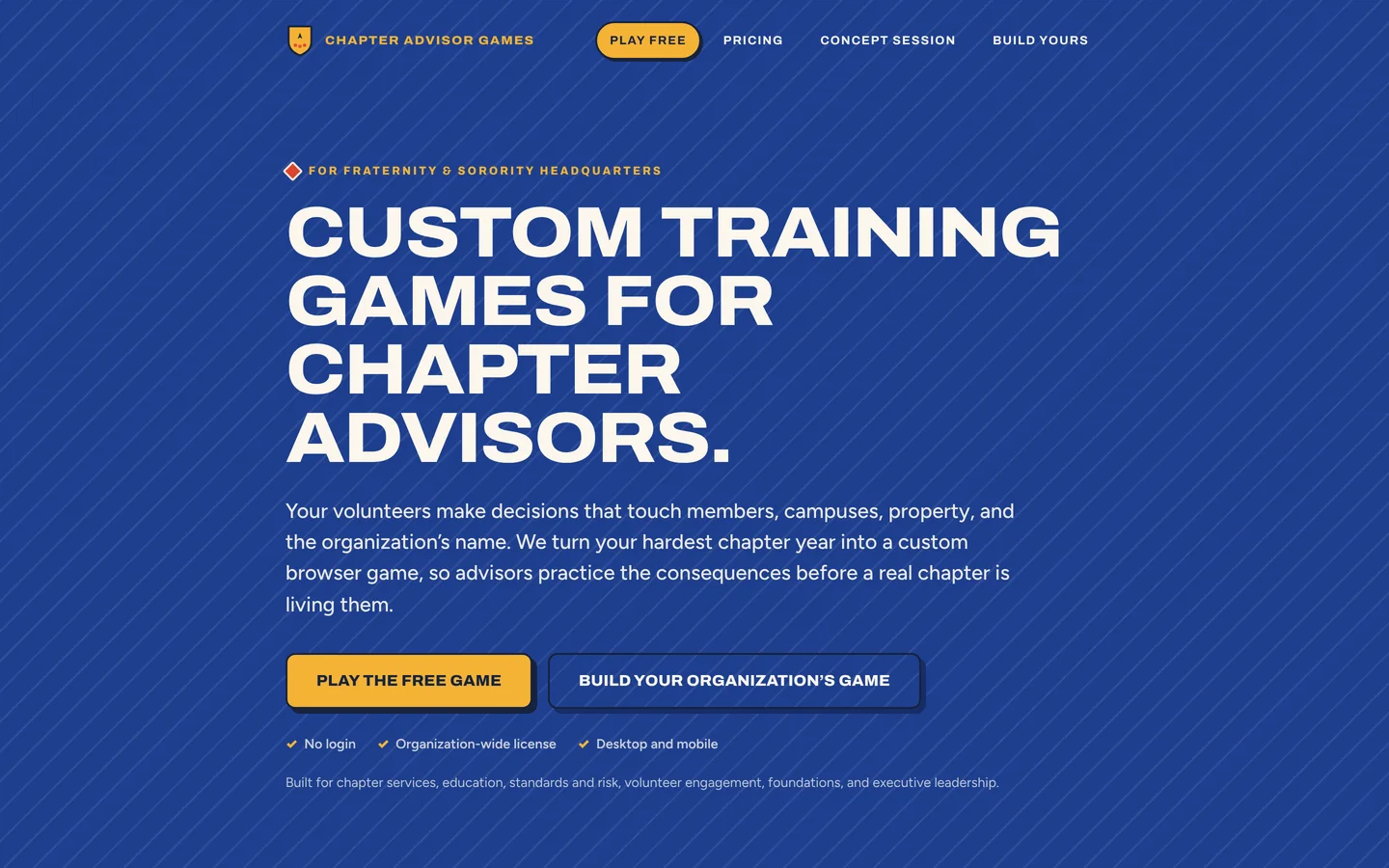 Chapter Advisor Games: the live site